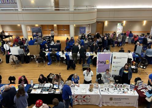 Multiple fair vendors and attendees 